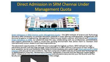 PPT Direct Admission In VIT Vellore And SRM Chennai PowerPoint