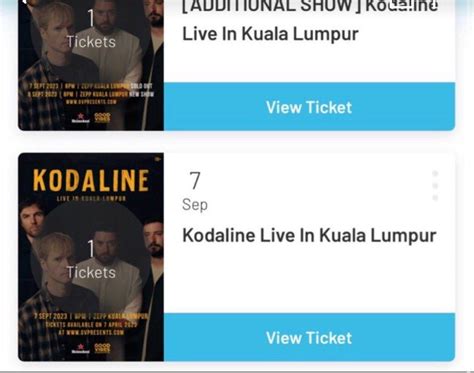 Wts Kodaline In Kl Day Premium Seating Original Price Tickets