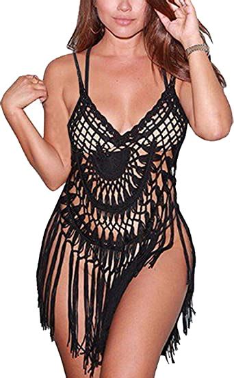 Cxins Womens Crochet Cover Ups Hollow Out Bikini Swimsuit Bathing Suit