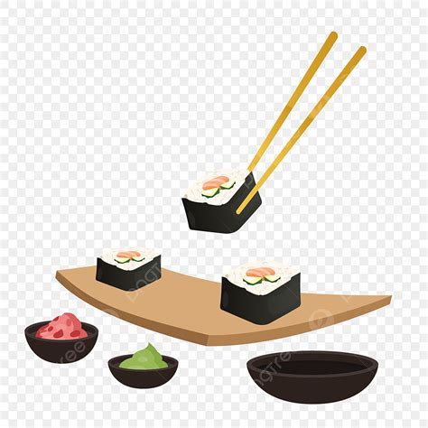 Chopsticks Sushi Vector Art Png Set Of Sushi Cartoon Hand Draw