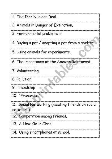 Public Speaking topics - ESL worksheet by toni_azoulay