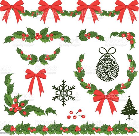 Christmas Holly Decorations And Ornaments Stock Illustration - Download ...