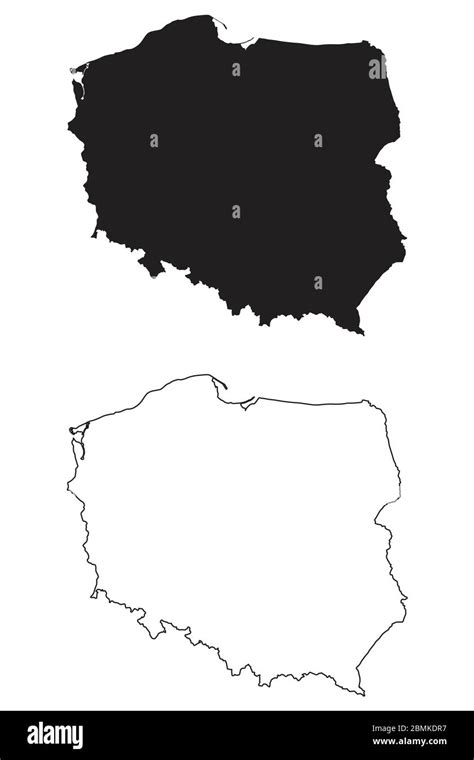 Poland Country Map Black Silhouette And Outline Isolated On White