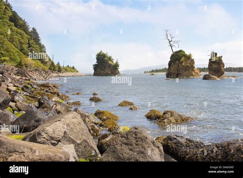 Pig And Sow Inlet In Garibaldi Beach Tillamook Bay Oregon Stock Photo