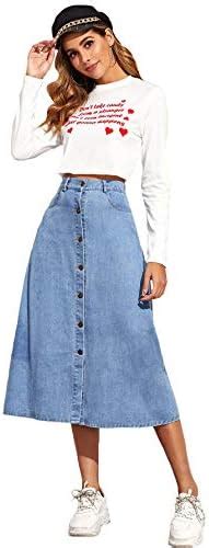 Wdirara Womens Casual Button Front Mid Waist A Line Full Length Denim Skirt At Amazon Womens