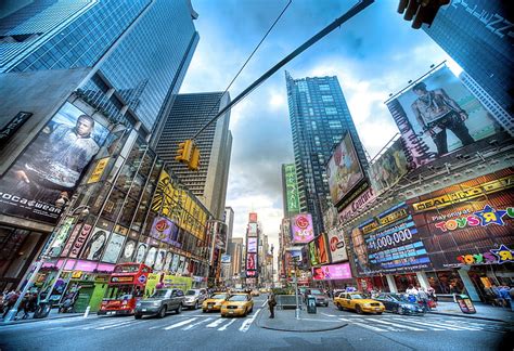 Hd Wallpaper Time Square New York Machine People Crossroads