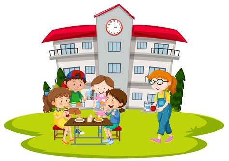 Children having lunch at school 366342 Vector Art at Vecteezy