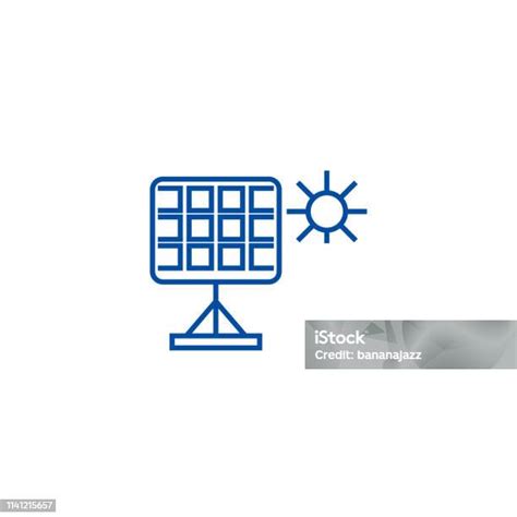 Konsep Ikon Garis Panel Surya Panel Surya Simbol Vektor Datar Tanda