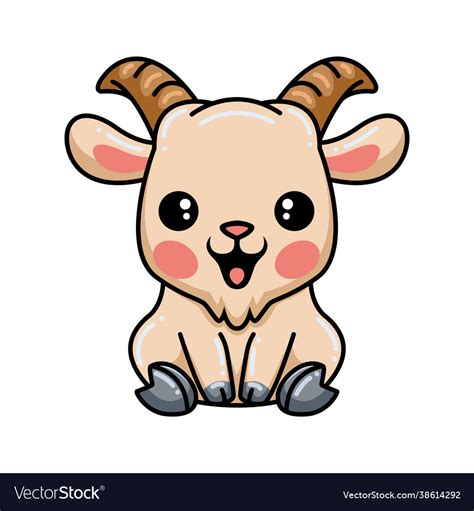 Cute baby goat cartoon sitting Royalty Free Vector Image