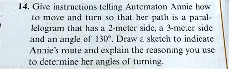 Solved 14 Give Instructions Telling Automaton Annie How To Move And