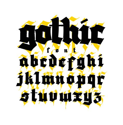 Gothic Display English Font Vector Medieval Latin Letters Of