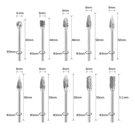 Jogo De Limas Rotativas Metal Duro Mm Kit Pe As Parcelamento