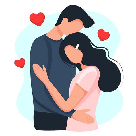 Premium Vector Valentines Day Girl Hugs A Guy Couple In Love