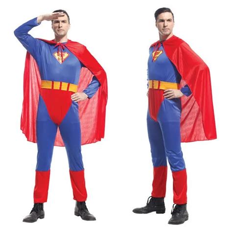 Adult Men Superman Halloween Jumpsuitcloakbelt Costumes Halloween