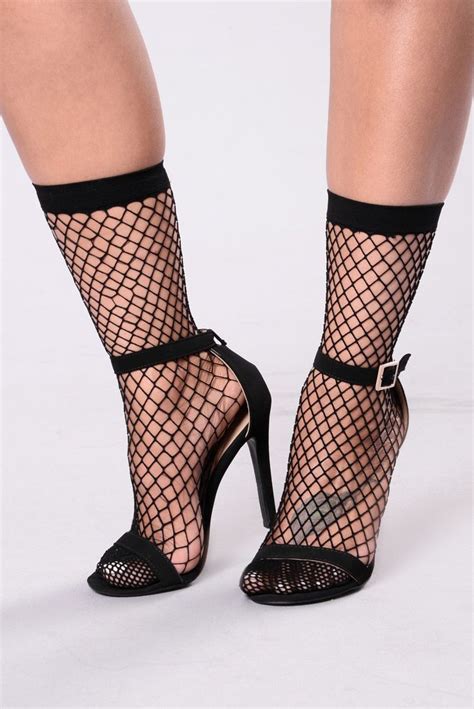 Fishnet Ankle Socks Heels Black High Heels Hot High Heels