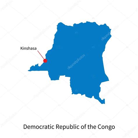 Detailed Vector Map Of Democratic Republic Of The Congo And Capital