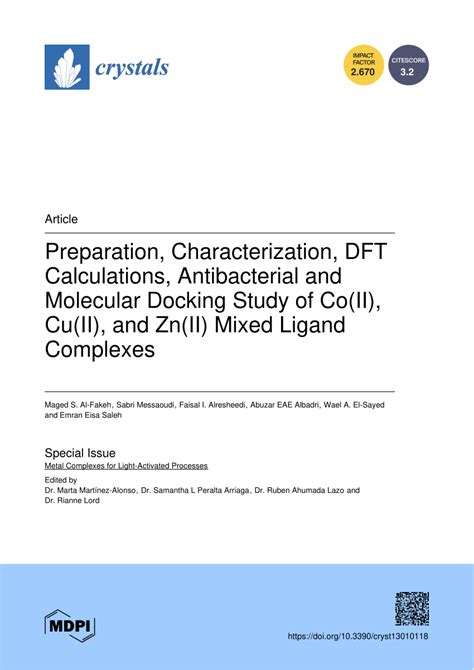 Pdf Preparation Characterization Dft Calculations Antibacterial