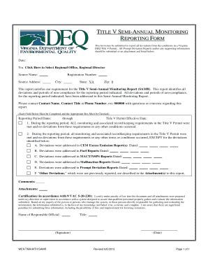 Fillable Online Deq Virginia Semi Annual Monitoring Report Form