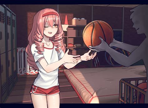 Safebooru 1boy 1girl D Absurdres Ball Bangs Basketball Carton Collarbone Commission Drill