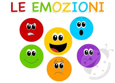 Four Different Colored Smiley Faces With The Words Le Emozioni