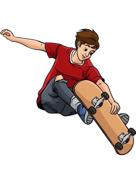 Skateboarden Cartoon Gekleurde Clipart Illustratie Premium Vector