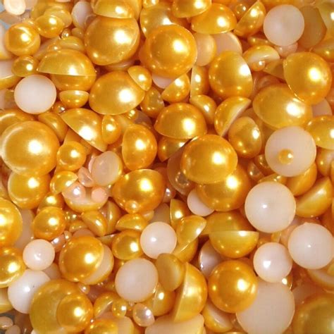 10mm Golden Yellow Resin Flatback Half Round Pearls 500pcs Etsy