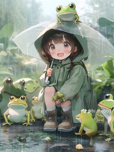 Frog Rain | Cute cartoon drawings, Anime character design, Cute little drawings