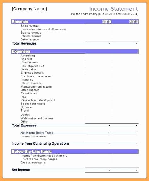 Self Employment Income Statement Template