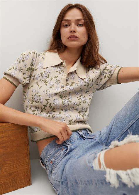 Floral crop polo - Woman | Mango South Africa | Women, Crop polo ...