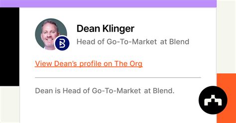 Dean Klinger Head Of Go To Market At Blend The Org