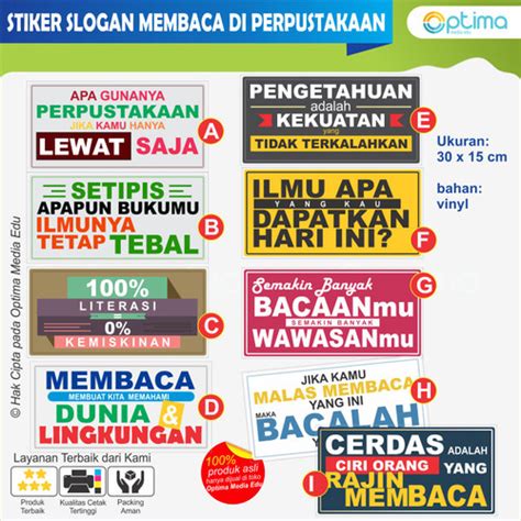 Jual Stiker Slogan Dan Motivasi Literasi Dan Membaca Di Perpustakaan