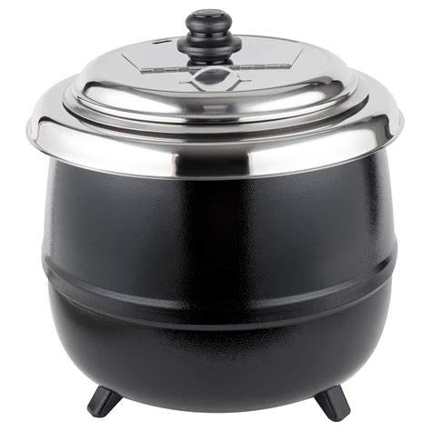 Avantco S600 14 Qt Round Countertop Black Food Soup Kettle Warmer