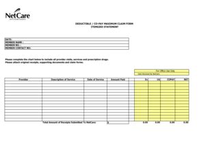 Fillable Online Deductible Claim Form Netcare Life And Health