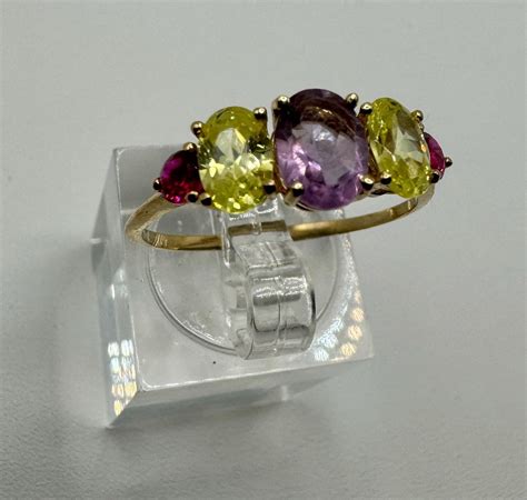 No Reserve Price Kt Gold Ring Amethyst Peridots Catawiki