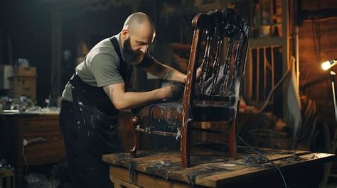 Premium AI Image Handyman Restoring A Broken Chair