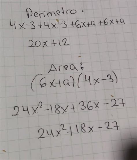 Determine El Polinomio Que Representa El Perimetro Y Area De La Figura