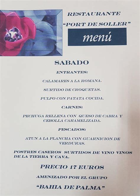 Menu At Restaurante Port De Soller Paterna