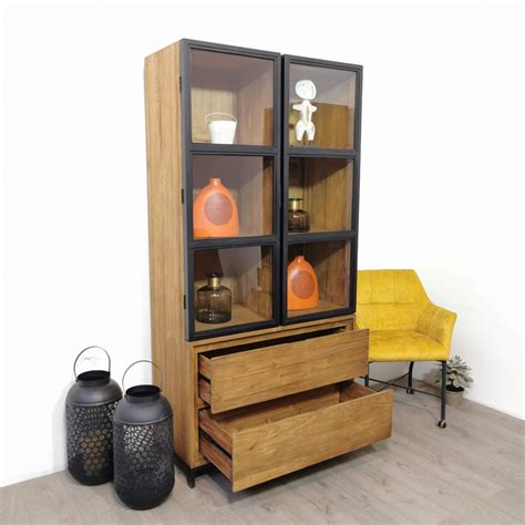 Armoire Vitrine Moderne En Teck Moderne