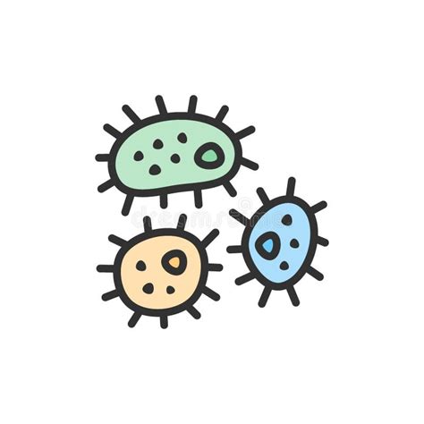 Vector Microbe Bacteria Flat Color Line Icon Stock Vector