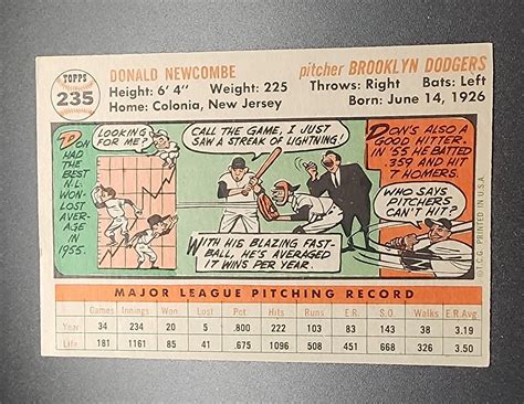 DON NEWCOMBE 235 EX MT GB 1956 Topps Set Break Brooklyn Dodgers EBay