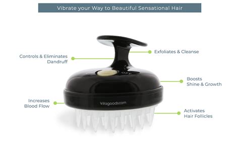 Vitagoods Scalp Massaging Shampoo Brush Handheld Vibrating Massager Water