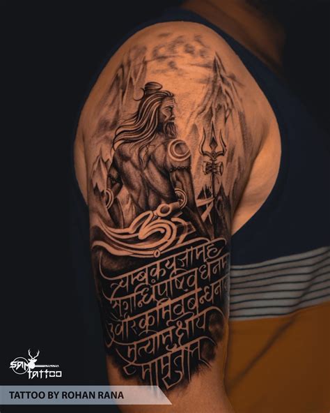 Realistic Shiva tattoo with Mahamrityunjay mantra | Shiva tattoo ...