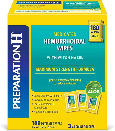 Preparation H Medicated Hemorrhoidal Wipes 180 Ct Maximum Strength