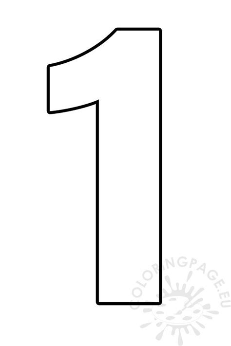 Printable Number 1 Outline