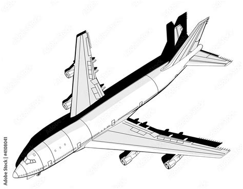 Super high resolution Boeing 747 outline rendering. ilustración de ...