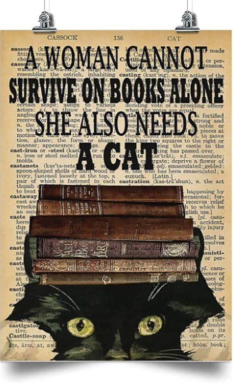 Book And Cat Vertical Poster A Woman Can Not Survive On Book A Lone