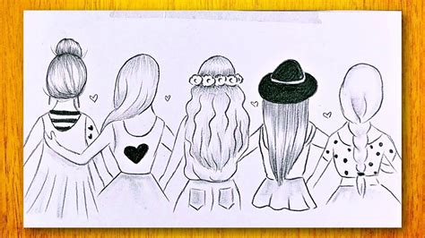 Dibujo Simple Con 5 Chicas Mejores Amigas Bff Dibujo Fácil Para Principiantes Youtube