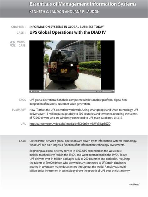 Chapter 1, Case 1 UPS Global Operations With The DIAD IV | PDF | United Parcel Service | Mobile ...