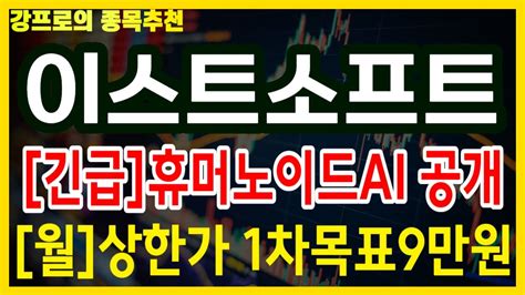 이스트소프트 주가전망 긴급 휴머노이드ai 공개 월 상한가 1차목표9만원 이스트소프트주가전망 이스트소프트주가 이스트