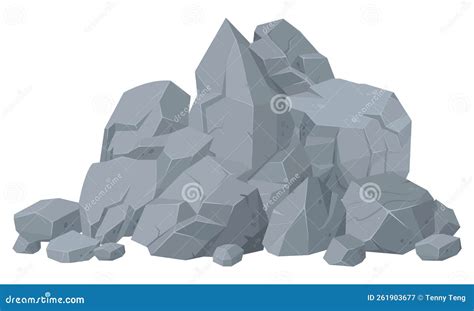 Cartoon Mountain Rock Granite Grey Rock Stones Heavy Gray Gravel